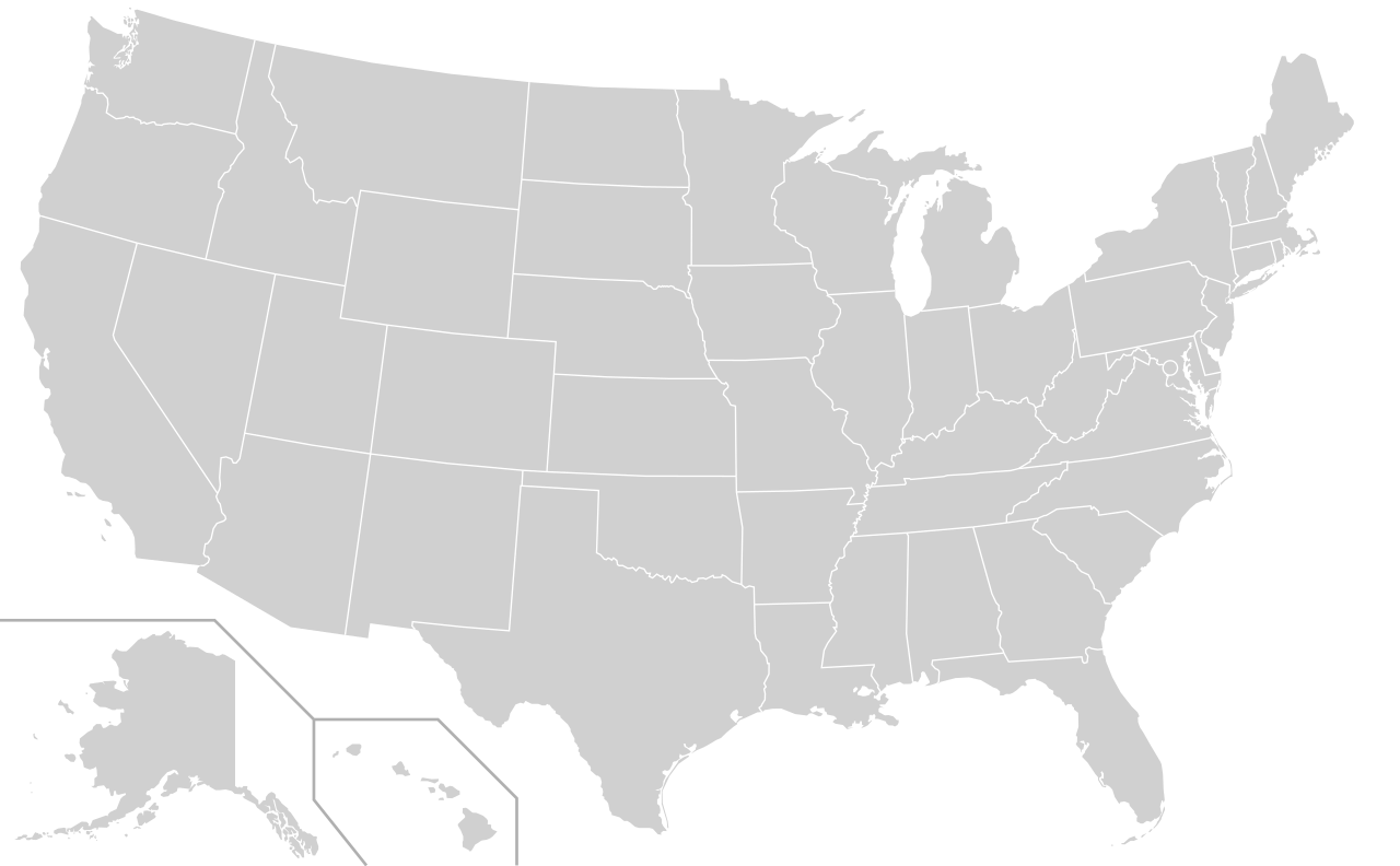 Map of the United States service coverage area